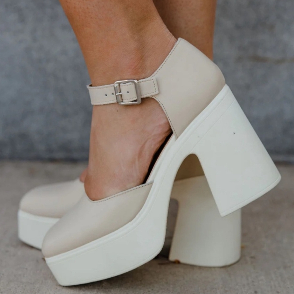 Free People Neutral Platform Mary Jane Heels